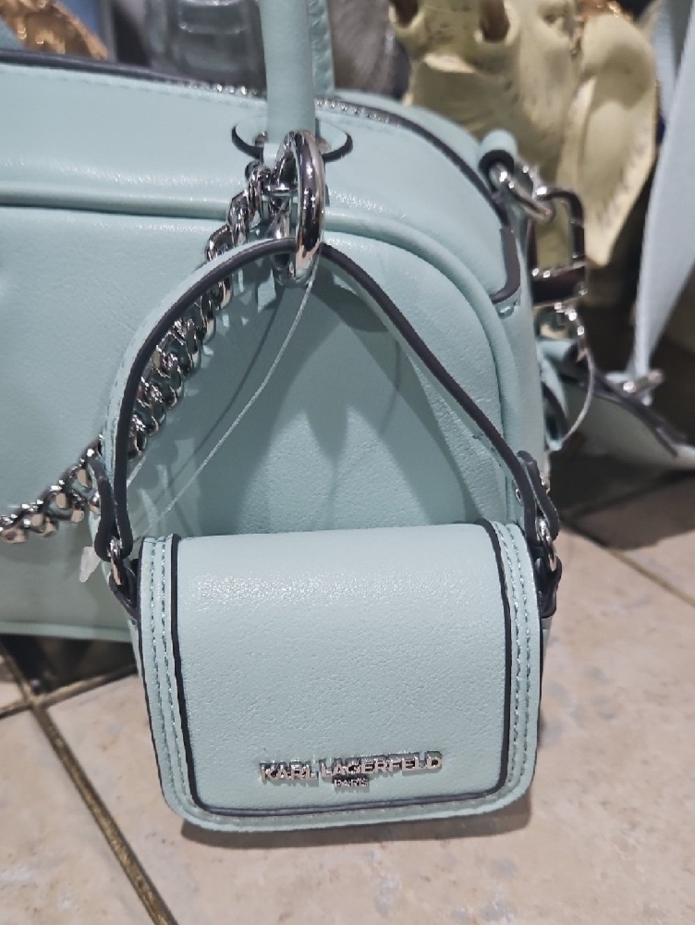 NWT! Karl Lagerfeld Zaylia Satchel with Chain & Charms! - Picture 4 of 11